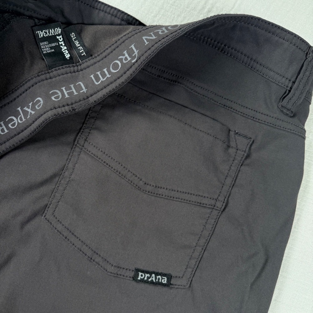 Prana Brion Pant Charcoal Gray Mens 40x34 Slim Fit Hiking Outdoor M4BN34312